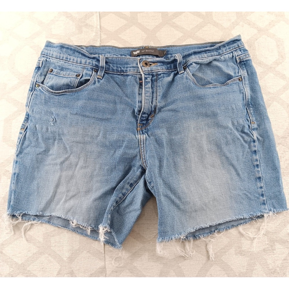 Levi's 515 Bootcut Denim Shorts Distressed Frayed Hem Blue‎ Women's Size 12